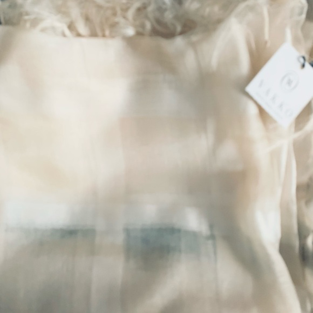 Silk & cotton blend cream color striped wrap extra long shawl - Picture 13 of 15